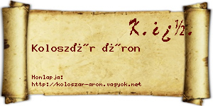 Koloszár Áron névjegykártya